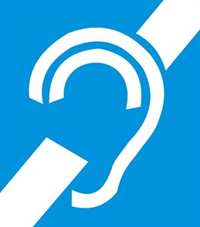 Piktogram przenoszący do artykułu o nazwie Informacja dla osób niesłyszących